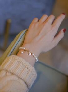 2入組精緻拋光不鏽鋼心型黑綠編織手鍊，為小孩婚禮新娘珠寶禮物的絕佳之選 - 彩色 - 查看 3