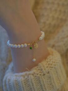 2入組精緻拋光不鏽鋼心型黑綠編織手鍊，為小孩婚禮新娘珠寶禮物的絕佳之選 - 彩色 - 查看 5