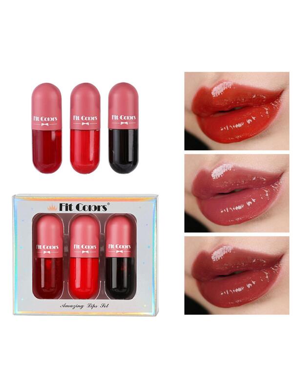 Fit Colors Color Changing Lip Gloss Set, 3Pcs  Lip Liquid Partial Pearl Fine Flash Moisturizing Lip Glaze Lip Oil For Women