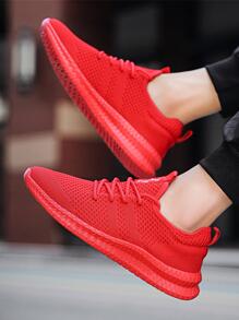 DaoLxi 男士透氣運動步行鞋超輕網狀網球跑鞋，防滑休閒舒適運動鞋適合工作和鍛煉 - 紅色 - 查看 4