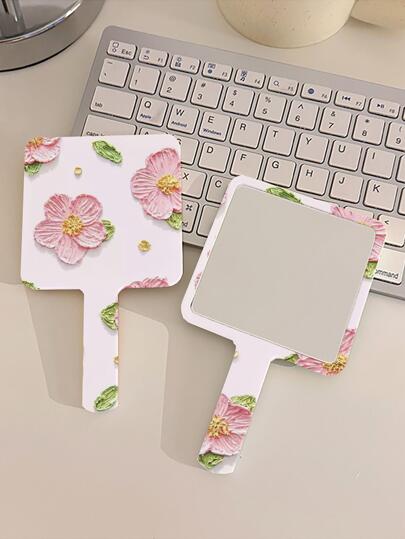 化妆镜，花纹方形手持化妆镜，便携式美容镜，梳妆镜，价格实惠，圣诞礼物，化妆品，化妆工具，便宜货，礼物，女士礼物，圣诞礼物，赠品，旅行，旅行必备