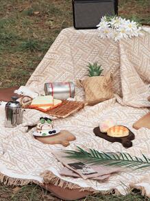 木耳邊幾何樣式野餐墊 - 彩色 - 查看 2