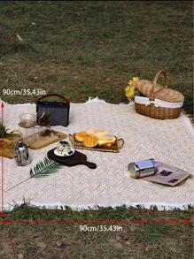 木耳邊幾何樣式野餐墊 - 彩色 - 查看 5