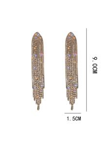 1對全鑽石歐美風格法語長流蘇耳環