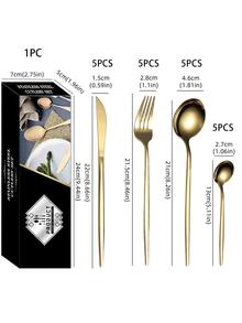 21入組不銹鋼餐具套裝在禮物盒,包括叉,湯匙,茶匙,刀,理想適用於戶外露營,野餐,家庭,餐廳和送禮