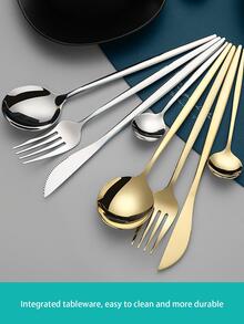 21入組不銹鋼餐具套裝在禮物盒,包括叉,湯匙,茶匙,刀,理想適用於戶外露營,野餐,家庭,餐廳和送禮