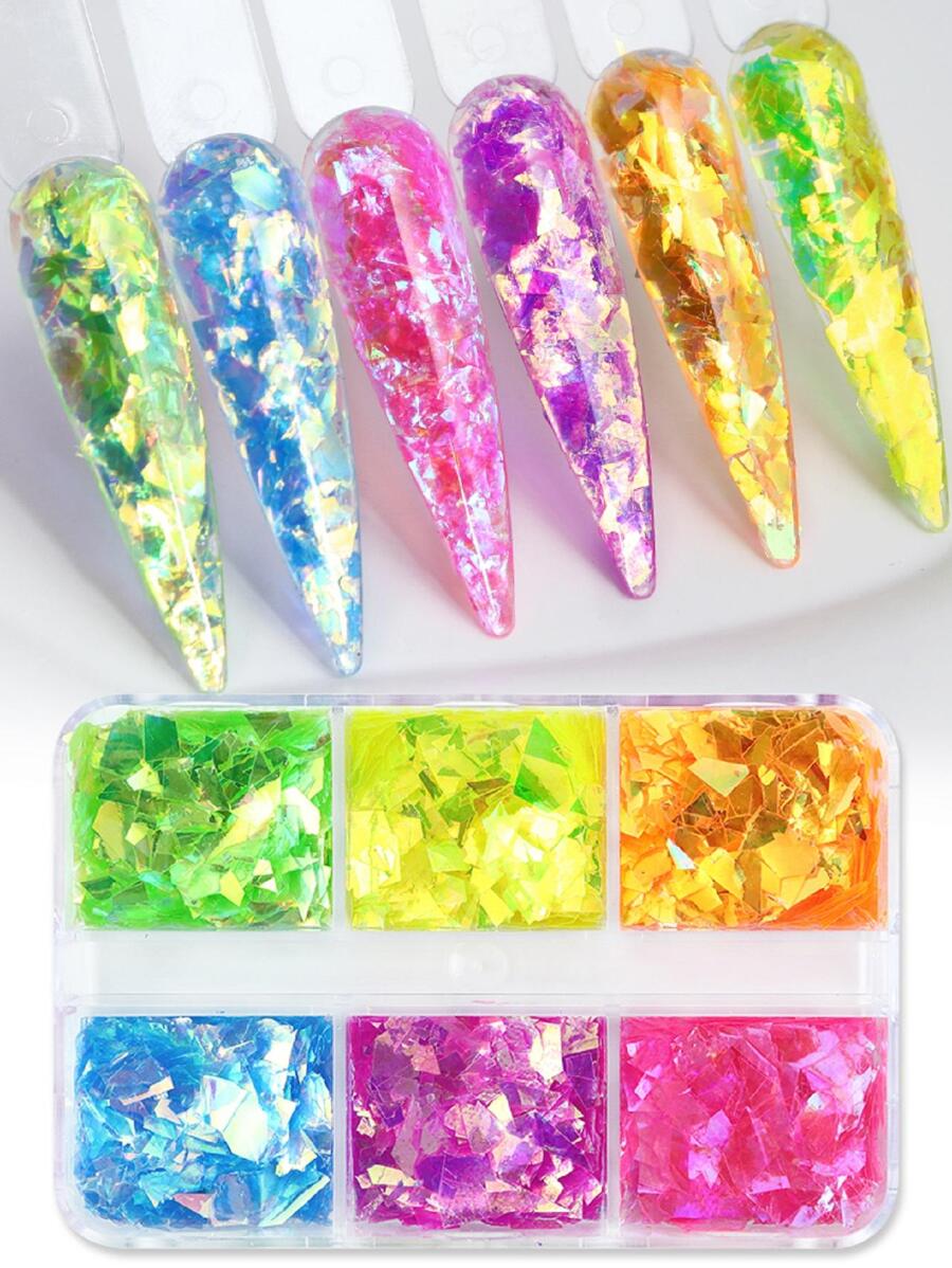 1 hộp kim sa trang trí móng tay bất đối xứng - Nhiều màu - Xem 1