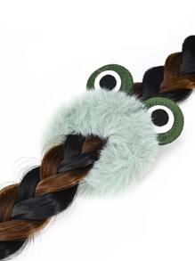 2pcs Ear Decor Fuzzy Hair Tie - Green - View 3