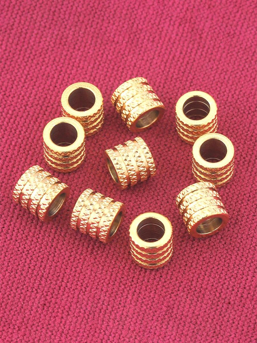 10 chiếc 5/6 MM thép không gỉ bánh răng tròn miếng đệm hạt lớn lỗ rời vòng tay tự làm trang sức làm nguồn cung cấp - Vàng - Xem 1