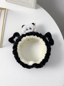 1 Miếng Đầy màu sắc Polyester Chất xơ Ngọc Tai thỏ Dây buộc tóc , Mềm mại Và Thoải mái Đến Mặc , Thiết yếu Đối với Cuộc sống hàng ngày - Đen và trắng - Xem 3