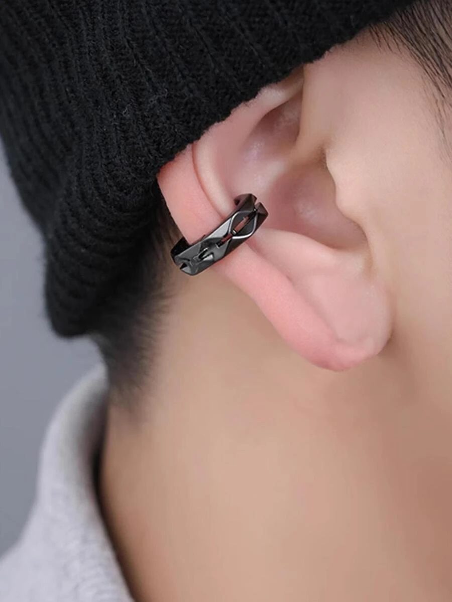 Cuff de oreja minimalista - Negro - Ver 1