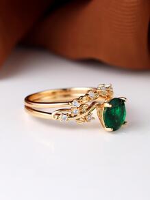 Bộ nhẫn trang trí tiệc cưới hình tròn màu ngọc lục bảo đơn giản theo phong cách retro - màu xanh lá - Xem 5