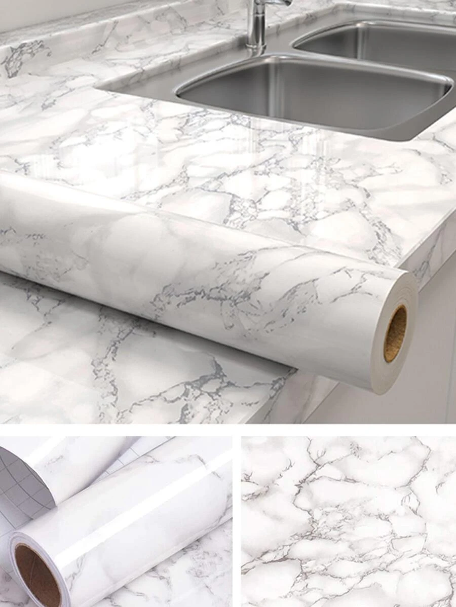 1 Đá Cẩm Thạch Tự Dính Giấy Dán Tường Vinyl Dán Tường Chống Nước Liên Lạc Với Giấy Cho Nhà Bếp Trang Trí Bộ Phim Trang Trí Nhà - Xám - Xem 1