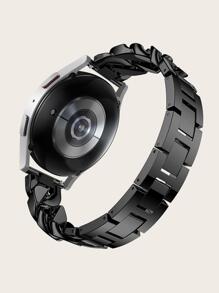 1入組水鑽裝飾通用不銹鋼錶帶 - 黑色 - 查看 2