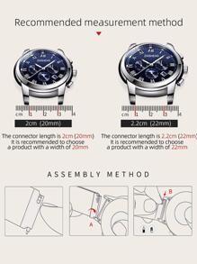 1入組水鑽裝飾通用不銹鋼錶帶 - 黑色 - 查看 3