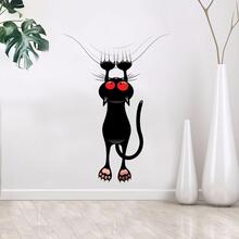 卡通貓貓圖案門貼 - 黑色 - 查看 3