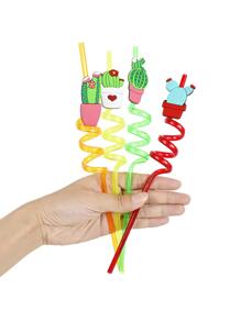 4pcs Cactus Decor Straw