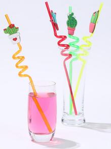 4pcs Cactus Decor Straw