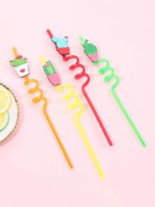 4pcs Cactus Decor Straw