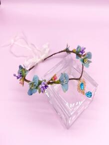 Diadema para disfraz con mariposa & con diseño de flor - Azul - Ver 1