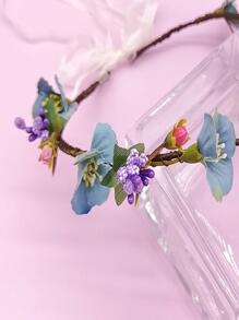 Diadema para disfraz con mariposa & con diseño de flor - Azul - Ver 4