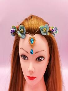 Diadema para disfraz con mariposa & con diseño de flor - Azul - Ver 2