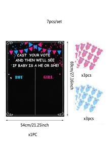 7 piezas/set fiesta de revelación de género póster Pegatinas Set - Multicolor - Ver 3