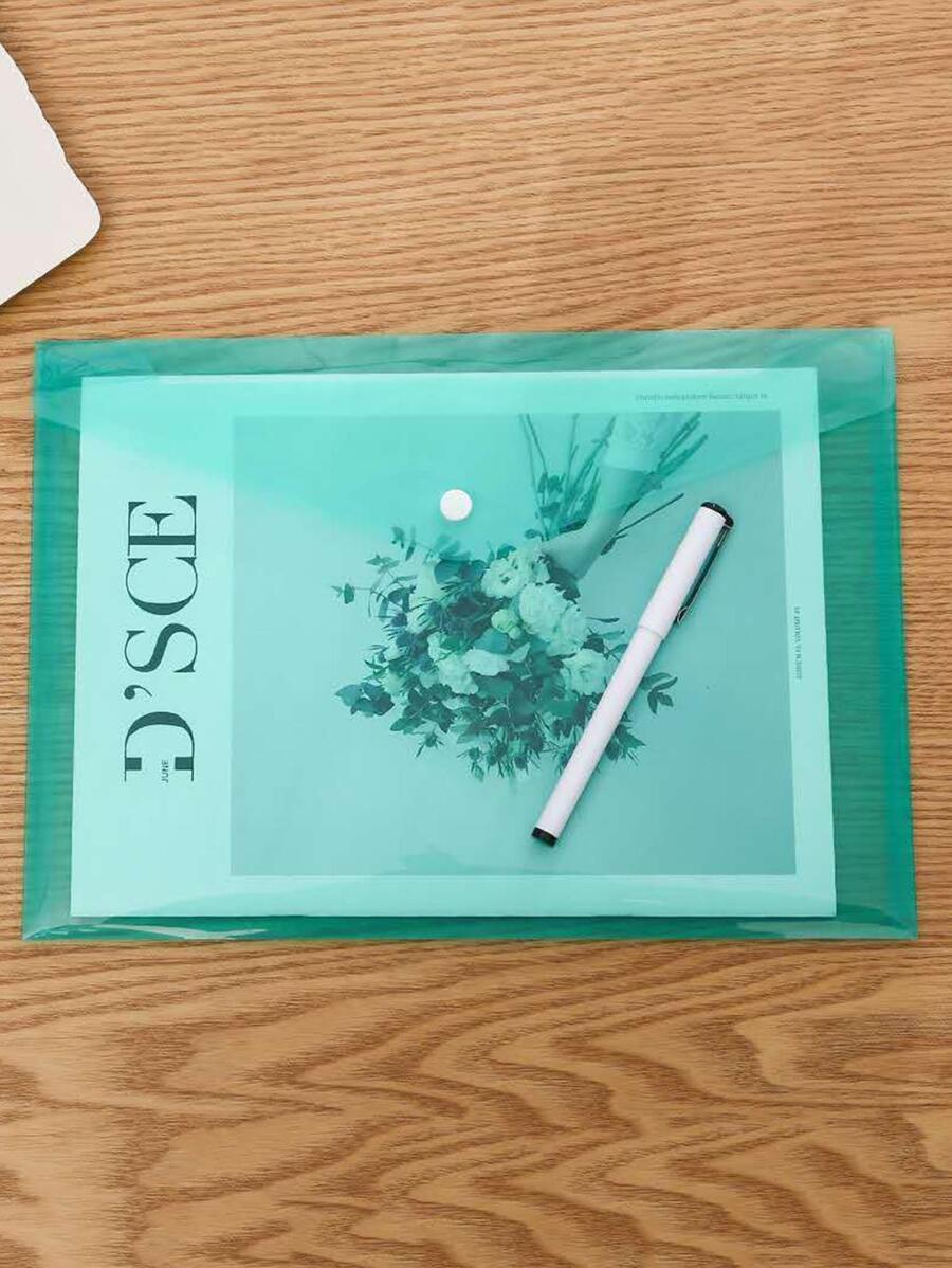 PP彩色A4文件袋,塑膠大容量文件袋,透明夾收納袋 - 綠色 - 查看 1