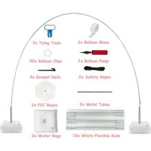 Upgraded Balloon Arch Stand Kit  Balloon Arch Frame with 15 White Rods  Steel Pipes  Balloon Pump and Water Fillable Base  Adjustable Height for Wedding Baby Shower Birthday Party Decoration - Nhiều màu - Xem 3