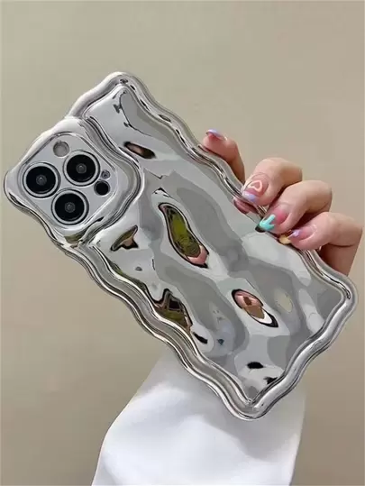 优质电镀花卉陨石图案银色手机壳 适用于 17/17 Pro Max/17/17 Air/17 Pro/16/16 Pro/16 Pro Max/16 Plus/16e