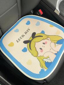 1pc Heart & Letter Graphic Polyester Breathable Car Seat Cushion - Multicolor - View 2