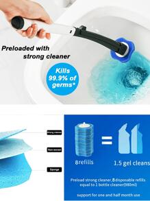 1入組長手柄馬桶刷和8入組一次性替代品清潔頭,浴室家用的產品 - 藍色 - 查看 6