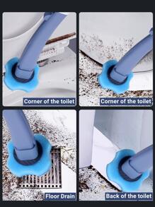 1入組長手柄馬桶刷和8入組一次性替代品清潔頭,浴室家用的產品 - 藍色 - 查看 8