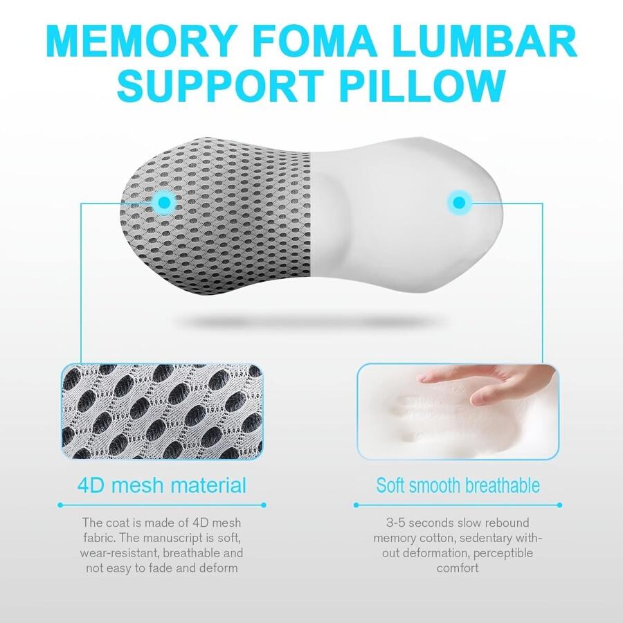 Relieve Low Back Pain Instantly With Memory Foam Lumbar Pillow
