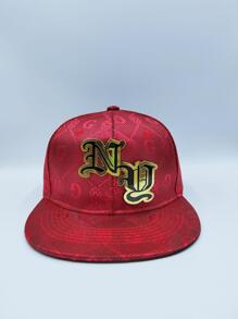 Men Letter Decor Hip Hop Cap - Burgundy - View 3