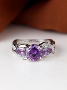 Một chiếc nhẫn hình quả lê màu tím tuyệt đẹp phù hợp để đeo hàng ngày cho phụ nữ - Màu tím - Xem 4