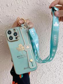 Vỏ điện thoại đồ họa chữ cái có giá đỡ dây đeo cổ tay - màu xanh lá - Xem 5