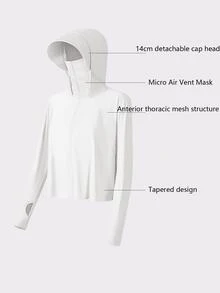 1pc White Sun Protective Clothing - White - View 7