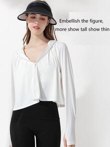 1pc White Sun Protective Clothing - White - View 4