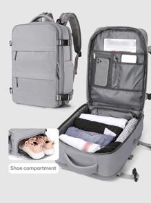 Floless Men's Travel Backpack, Work Bag, Portable, Waterproof Business Large Capacity Daily Backpack, Weekend Travel Bag, Laptop Backpack With USB Charging Port, College Bag, Computer Bag, Gift, Fits 15.6 Inch Laptop - Grey - View 2