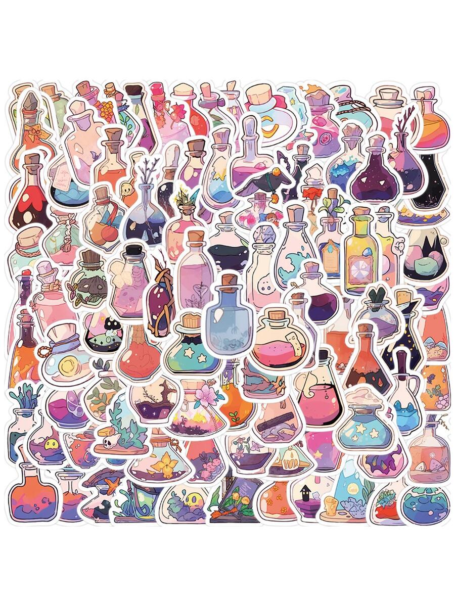 100入組創意卡通魔術裝飾塗鴉貼紙適用於吉他筆記本行李防水貼花 - 彩色 - 查看 1