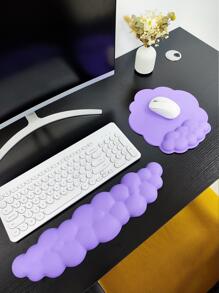 2 miếng lót chuột thiết kế đám mây silicon & kê cổ tay - Màu tím - Xem 1