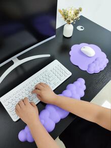 2 miếng lót chuột thiết kế đám mây silicon & kê cổ tay - Màu tím - Xem 2