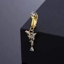 Anillo de ombligo de imitación con diseño de mariposa sin perforación, decoración de piedra, joyería para Piercing corporal - Amarillo Oro - Ver 2