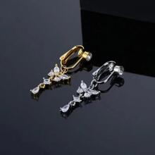 Anillo de ombligo de imitación con diseño de mariposa sin perforación, decoración de piedra, joyería para Piercing corporal - Amarillo Oro - Ver 4