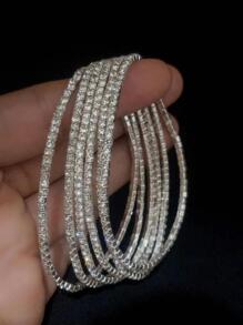 6pcs Women's Ultra-Thin 2mm Crystal Diamond Elastic Bracelets, Transparent White Diamond Silver Color Bracelet, Shiny Cubic Zirconia Embedded, Fashion For Party & Holiday