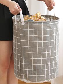 wuyun 1 giỏ đựng đồ giặt kẻ caro tròn, thùng đựng đồ chống thấm nước, giỏ đựng đồ giặt bằng vải, xô đựng đồ, thích hợp cho phòng tắm, phòng ngủ, v.v. Quần âu, giày dép, quần jean, bốt, váy, giỏ đựng đồ giặt, giỏ đựng đồ giặt có thể gấp lại - màu đen - Xem 2