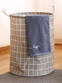 wuyun 1 giỏ đựng đồ giặt kẻ caro tròn, thùng đựng đồ chống thấm nước, giỏ đựng đồ giặt bằng vải, xô đựng đồ, thích hợp cho phòng tắm, phòng ngủ, v.v. Quần âu, giày dép, quần jean, bốt, váy, giỏ đựng đồ giặt, giỏ đựng đồ giặt có thể gấp lại - màu đen - Xem 4