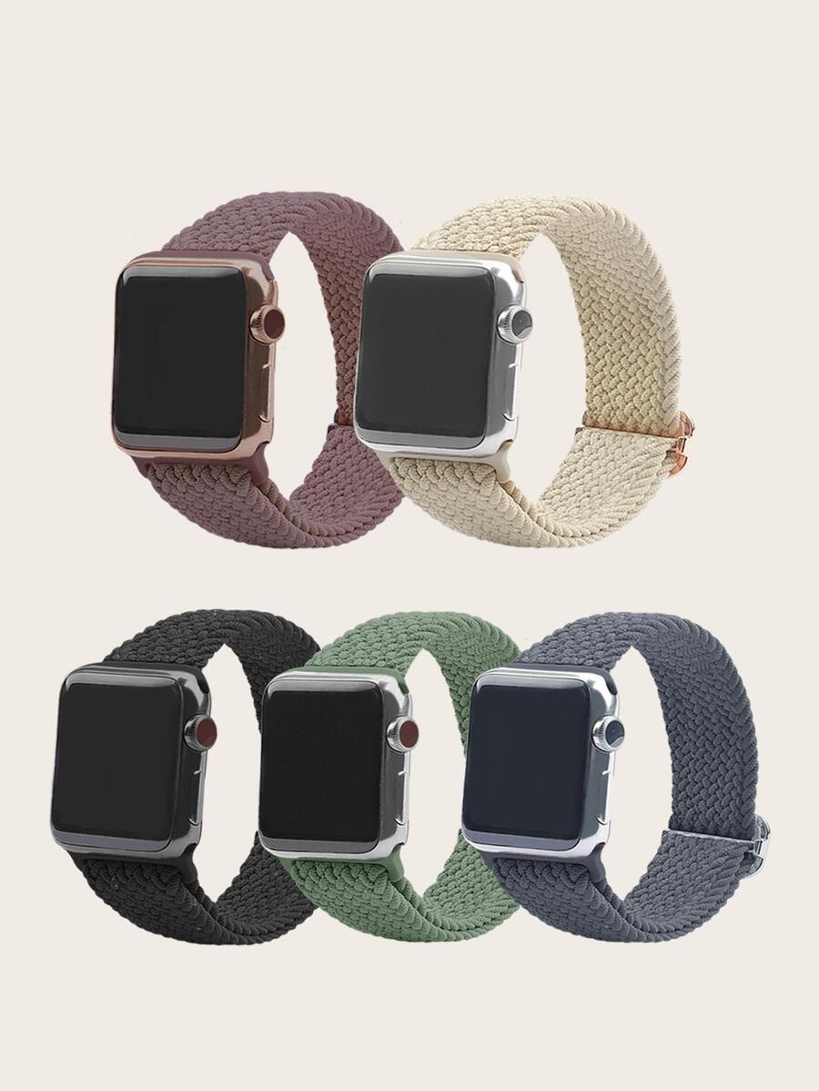 尼龍彈力可調節錶帶(5入組/套)適用於蘋果1-9系列智能手錶 - 彩色 - 查看 1