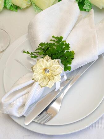 6入組花朵裝飾餐巾環